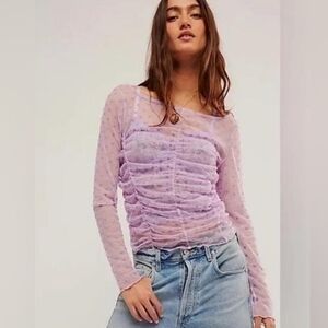 Free People Intimately lavender mesh with floral NWOT